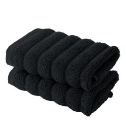 BERIBO Cloud Turkish Towel Set 100% Cotton 620gsm (Black, 2 Face Flannels)