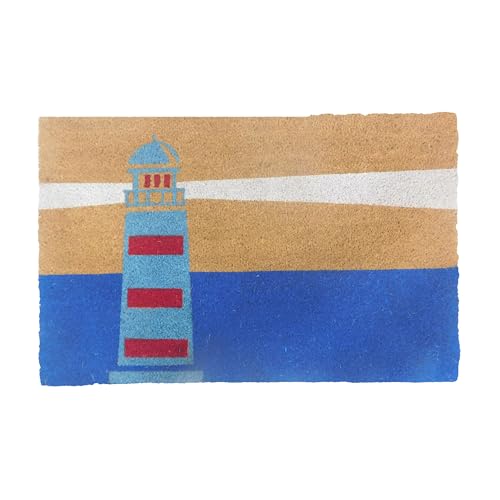 Relaxdays Coconut Mat 80x50cm, Lighthouse Door Mat, non-slip, weather-resistant, indoor & outdoor doormat, vibrant