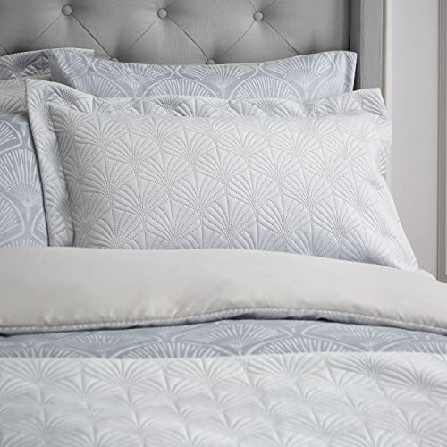 Catherine Lansfield Art Deco Pearl Oxford 50x75cm + border Pack of 2 Pillow cases with envelope closure Silver Grey