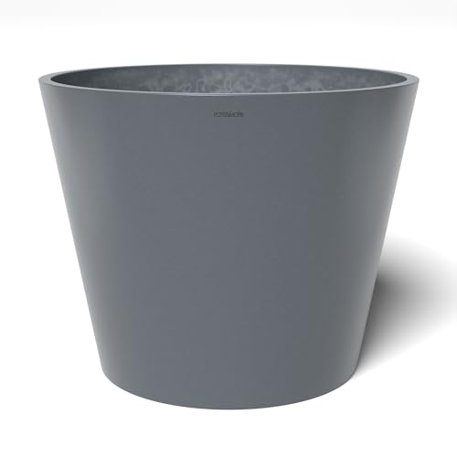 POTS&MORE Conico 50 Pot (Diameter 50 cm, Round Shape, Colour Grey, Height 40.5 cm, Plastic Planter for Indoor Plants) VP015001, Gray