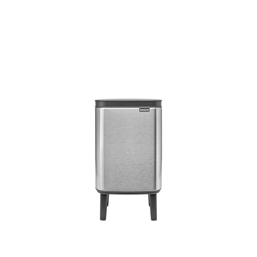 Brabantia - Bo Waste Bin Hi 4L with Soft Close Lid, Removable Inner Bucket, and Transport Grip ??? Ideal for Bathroom, Bedroom, and Home Office ??? Matt Steel Fingerprint Proof