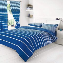 Gaveno Cavailia Luxury LINEAR Bed Set with Duvet Cover and Pillow Case, Polyester-Cotton, Blue, King