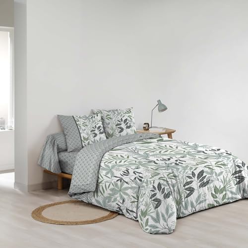 Douceur d'Intérieur, Voltine Sage 6-Piece Bedding Set (240 x 220 cm) 100% Cotton