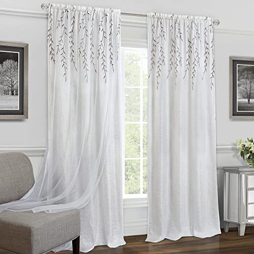 "Achim Home Furnishings Willow Rod Pocket Window Curtain Panel, amp Polyester Blend, White, 42"" W x 63"" L (Pack of 1)"