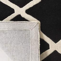 Safavieh Contemporary Indoor Hand Tufted Rectangle Area Rug, Chatham Collection, CHT735, in Black / Ivory, 122 X 183 cm for Living Room, Bedroom or Any Indoor Space