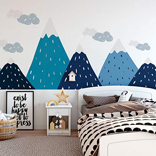 Ambiance Stickers Scandinavian Nordic Mountains Wall Decals, DIY Home Decor, Peel and Stick Removable Stickers, Waterproof and Self Adhesive Wall Art - H50 x L140 CM