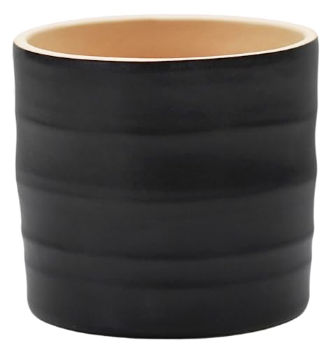 Ivyline Hadleigh Matte Finish Planter in Charcoal - Premium Quality & Waterproof - Decorative Textured Indoor Ceramic Plant Pot - H17.5cm x D20cm