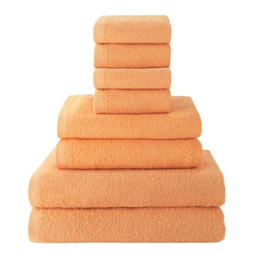 Top Towel Set of 8 Bath Towels - 2 x Shower Towels, 2 x Hands/Washbasin and 4 x Face or Bidet - 100% Soft Cotton 400 g/m² - Ideal for Modern and Stylish Bathroom