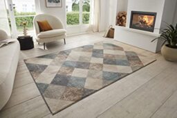 HANSE Home Bakke Designer Living Room Rug, Short Pile, Modern, Geometric Diamond Pattern, Flat Weave Living Room Rug for Dining Room, Children's Room, Teenager's Room, Hallway,Cream, 160x235 cm