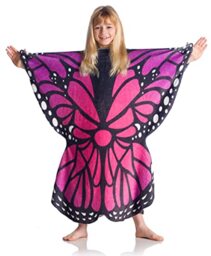 Kanguru Butterfly Snuggle Blanket with sleeves, Plush Fleece Wearable Blanket Girls, Throw Cover Home Pink, Blue, Black, Birthday Gift, for Kids 5-12, 90 x 80 cm (35 x 31 inches)