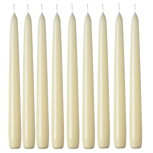 1ABOVE 10 Pack Tapered Dinner Candles - Unscented - Slow Burning Candles - Multi-Purpose - Smokeless Candles (Ivory)
