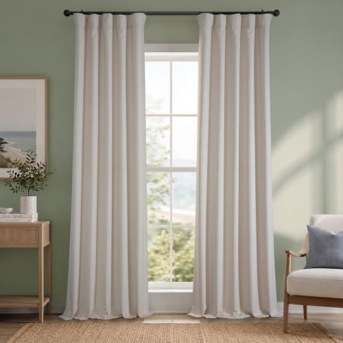 HPD Half Price Drapes Faux Linen Textured Room Darkening Curtains for Bedroom 84 Inches Long (1 Panel), 50W X 84L Curtains for Living Room Home Decor, Birch