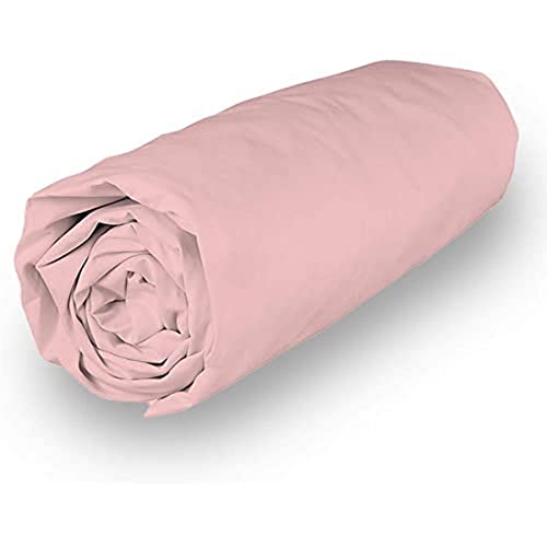 Soleil d'ocre Fitted Sheet, Cotton, Pink, 200 x 200 cm