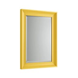 iBathUK Revix Wall Mounted Framed Bathroom Mirror, Modern Rectangular Portrait or Landscape Design Copper-Free Silver Mirror with MDF Frame in Yellow, 700 x 500mm