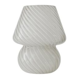 Relaxdays table lamp, mushroom design, glass, E27, battery-powered bedside lamp, HxD: 24 x 16 cm, touch function, white