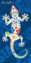 Miracle Home. Microfibre Towel Lizard Menorca Blue, 100% Polyester, 95 x 175 cm. 15551