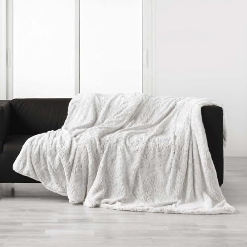 Douceur d'Intérieur, Alaska Warm Winter Blanket XXL (220 x 240 cm) Alaska Faux Fur and Sherpa