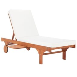 Safavieh Wooden Outdoor Lounge Chair with Adjustable Back with Adjustable Side Table, in Natural and Blue