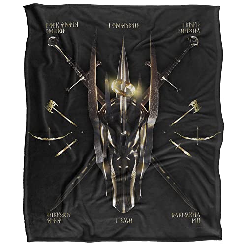 Lord of The Rings Sauron Runes Silky Touch Super Soft Throw Blanket 152 X 127 cm, White