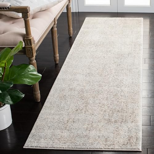 Safavieh Traditional Rug for Living Room, Dining Room, Bedroom - Evoke Collection, Short Pile, in Ivory and Taupe, 66 x 274 cm