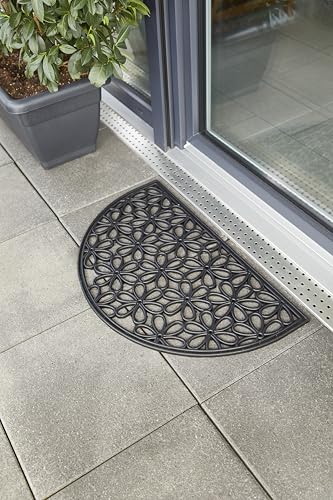 andiamo Nabucco Doormat, Easy-Care, Non-Slip Rubber, 45 x 75 cm, Semicircular, Black