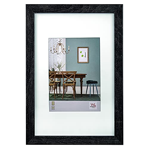 walther Design Picture Frame Dark Grey 20 x 30 cm with PassepArtout, Fiorito Wooden Frame EF030D