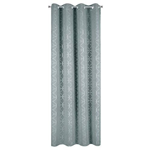 Eurofirany Blackout Light Insulating Darkening Pattern Curtains 8 Eyelets Elegant Smooth Plain Soft Living Room Bedroom Lounge Silver + Silver 135 x 250 cm