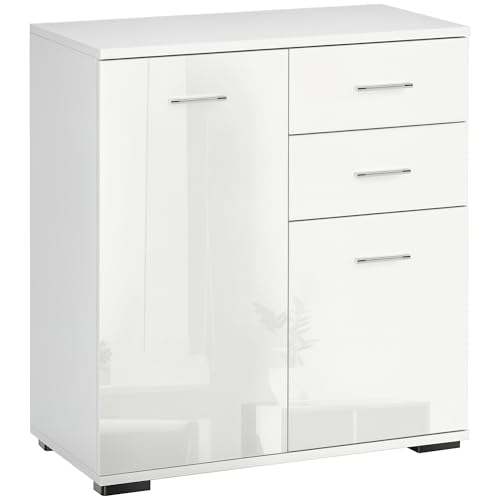 HOMCOM Sideboard Modern Storage Cabinet 2 Doors High Gloss White