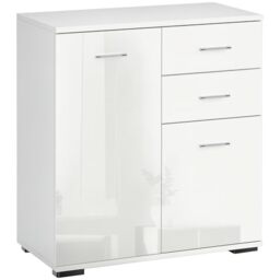 HOMCOM Sideboard Modern Storage Cabinet 2 Doors High Gloss White