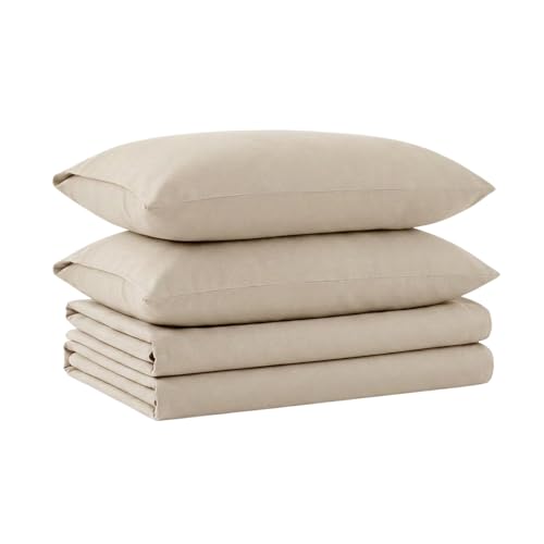 Tribeca Living Twin Luxury Solid Flannel Deep Pocket Sheet Set, Ivory