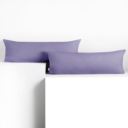 DecoKing 2 Pillowcases 40 x 200 cm Jersey 100% Combed Cotton Zip Lavender Amber