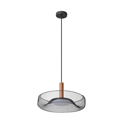 OSRAM Decor Mesh LED Pendant Light, Black Metal Wood, 400mm, 18.5W, 1160lm, 3000K Warm White, Ra >80