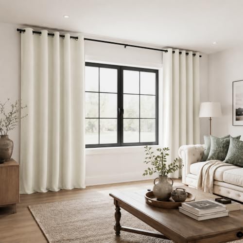 Mrs.Naturall 72x90 Inch Length Beige Curtains for Dining Room 2 Panels Blackout Room Darkening Curtain for Bedroom