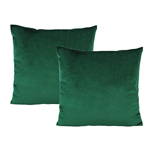 VAKADO 16x16 Throw Pillow Covers Set of 2 Dark Green Velvet Emerald Green Christmas Decor Xmas Decorative Cushion Cases Home Decoration for Car Couch Sofa Bedroom Office