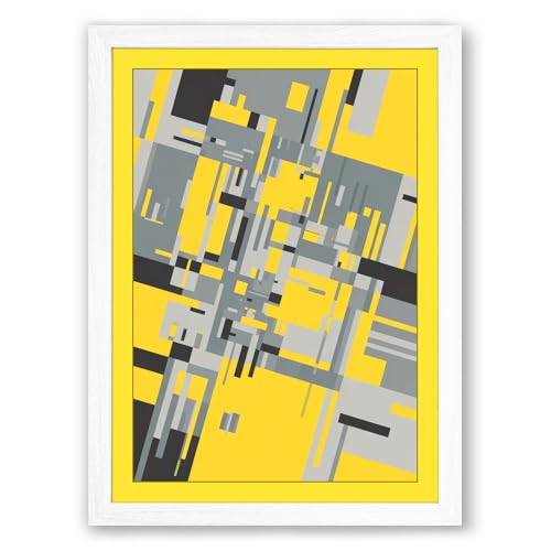 Urban Geometry from Above Geometric Framed Wall Art Print A4 (29.7×21cm) White, Wall Decor for Living Room, Bedroom, Office & Home, Ready to Hang, Art Gift