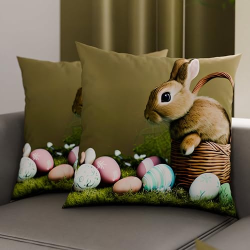 PETTI Artigiani Italiani - Set of 2 Easter Cushion Covers 30x50 cm in Microfibre, Easter Decorative Cushions for Bedroom, Sofa and Living Room, 2 Decorative Pillow Covers, 100% Made in Italy