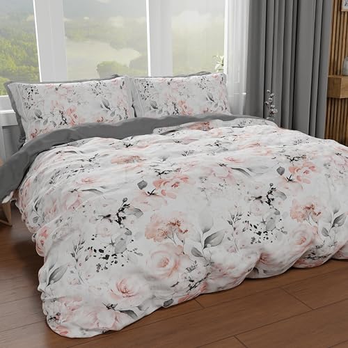 PETTI Artigiani Italiani - Single Duvet Cover Set 135 x 200 cm (1 Pillowcase 75 x 50 cm Included) Microfibre Duvet Cover Set with Digital Floral Print 17 00 – Made in Italy