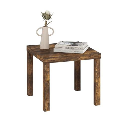 Furinno CLASSIC Side Table, Square End Table, Night Stand with 1.8 Thick Tabletop, Nightstand, Bedside Table, for Living Room, Bedroom, Amber Pine