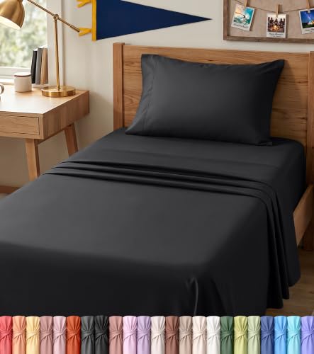 Utopia Bedding Twin XL Sheets - 3 Piece Bedding - Brushed Microfiber - Shrinkage and Fade Resistant - Easy Care (Twin XL, Black)