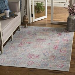 Safavieh Boho Chic Indoor Woven Rectangle Area Rug, Windsor Collection, WDS309, in Grey / Fuchsia, 152 X 213 cm for Living Room, Bedroom or Any Indoor Space