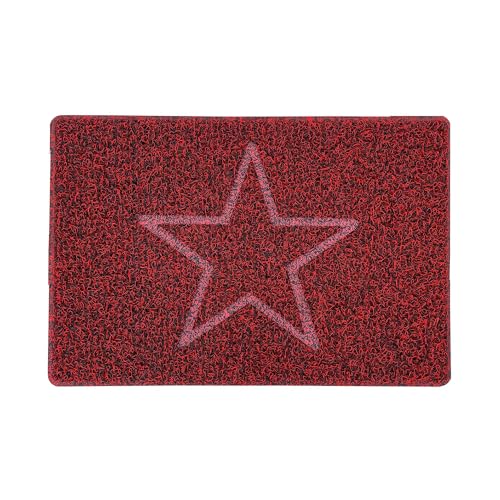 Nicoman STAR Embossed Shape Door Mat-Trapper Jet-Washable Doormat-(Use Indoor or Sheltered Outdoor), Small (60x40cm), Red with Black