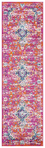 Safavieh Boho Rug for Living Room, Dining Room, Bedroom - Madison Collection, Short Pile, in Fuschia and Gold, 69 x 244 cm