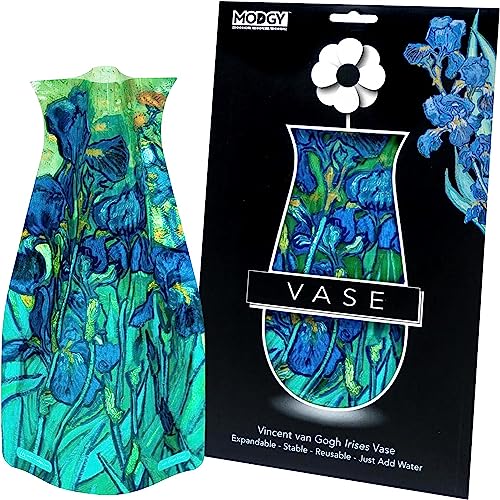 MODGY Expandable Flower Vase Plastic Decorative Modern Vases for Flowers Centerpieces Dining Table Decor Living Room Bathroom Wedding Office, Van Gogh Irises