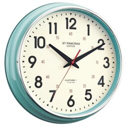 "HYJOOY Wall Clock Metal 12.4"" Vintage Retro Wall Clocks Countryside Style Silent Non Ticking Easy to Read for Living Room, Kitchen, Bedroom, Office, Bar(12.4"" Teal)"