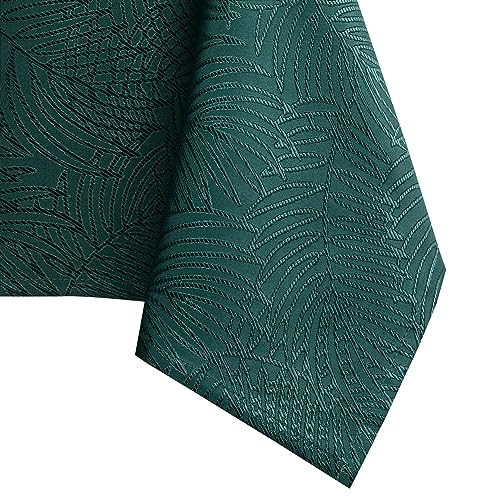 AmeliaHome Tablecloth 140 x 280 cm, Stain Protection, Lotus Effect, Washable, Waterproof, Gaia Ornament, Bottle Green
