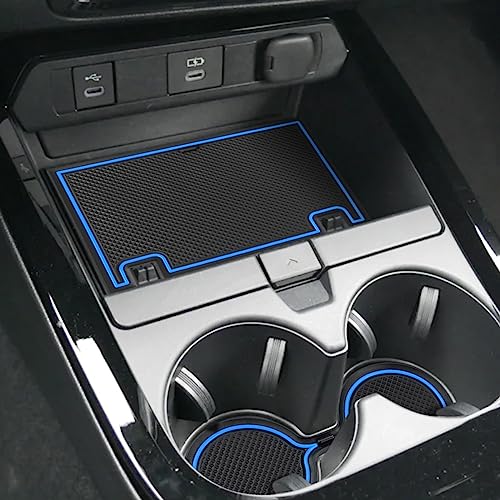 Auovo Cup Holder Insert Liners Compatible with Toyota Prius Accessories 2023 2024 2025 Prius Prime Anti-dust Cup Coasters Door Pocket Mats (18pc-Set, Blue Trim)