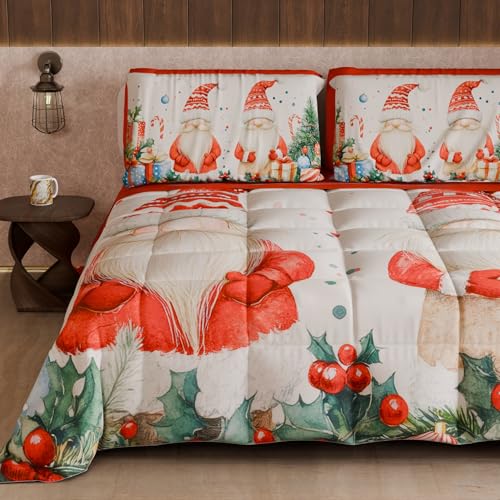 PETTI Artigiani Italiani - Single Winter Christmas Quilt, Single Christmas Duvet, Double-Sided Christmas Quilt, Solid Color and Digital Print Xmas 6, Made in Italy