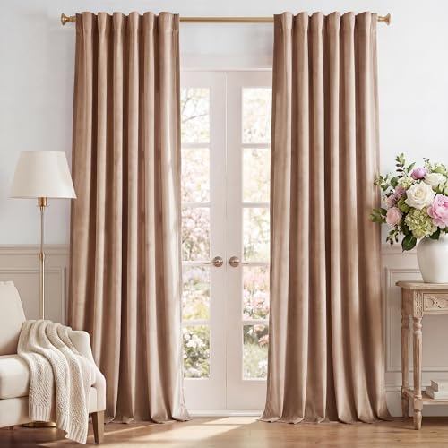 StangH Blush Beige Velvet Curtains for Nursery Girls Room, W52xL84, 2 Pcs - Super Soft Velvet, Privacy Window Drapes, Elegant Home Decoration for Living Dining Room, Office, Living Room, Bedroom