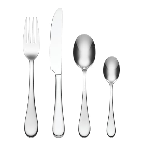 Oneida Icarus 24 Piece Cutlery Set - Stainless Steel Cutlery Set for 6, Heavy Weight & Mirror Finish, Rust Resistant & Dishwasher Safe Flatware, Silver