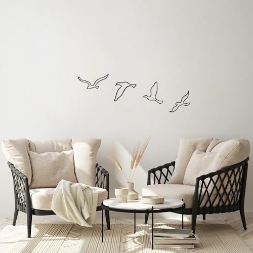 Stylish Black Decorative Metal Wall Accessory Set (4 Pieces) - 100% Metal, 1.5 mm Thick - Perfect for Home Decor, Modern & Chic Design